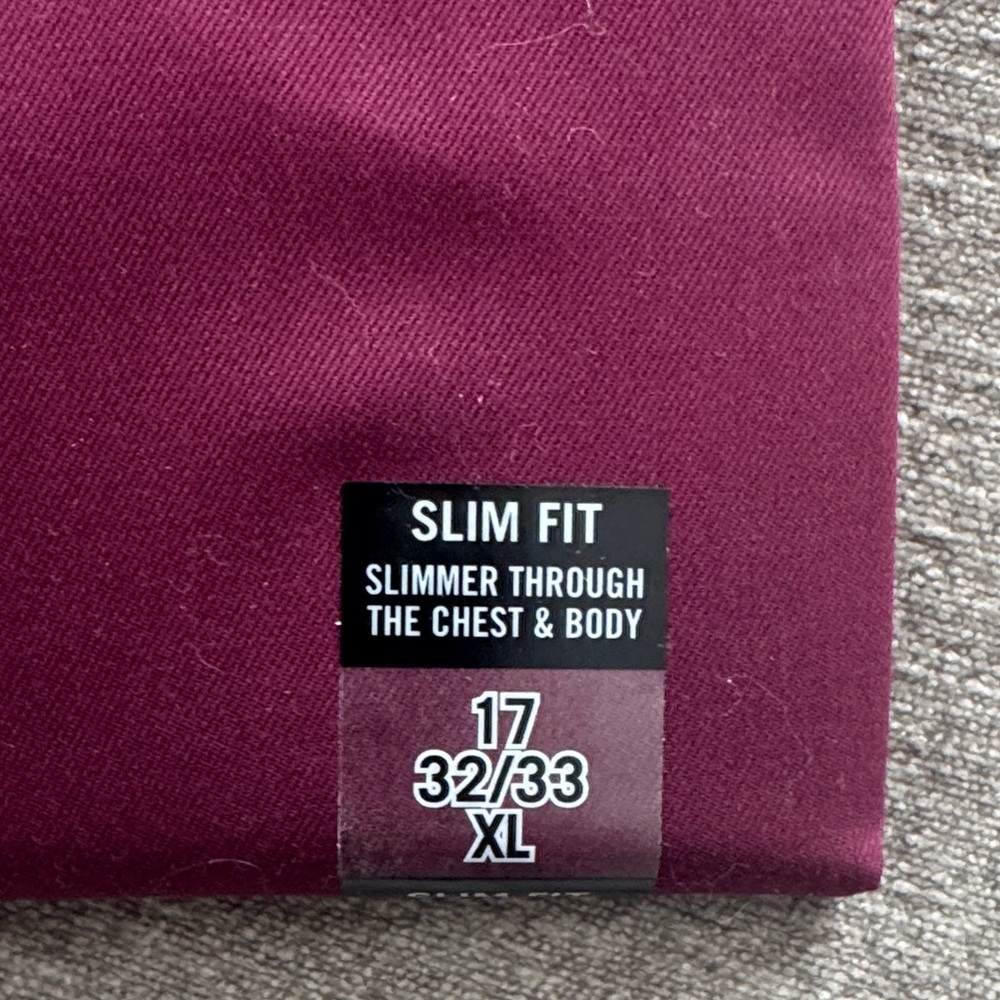 Calvin Klein Men's Slim Fit Maroon Dress Shirt 17 32/33 XL - Picture 2 of 6
